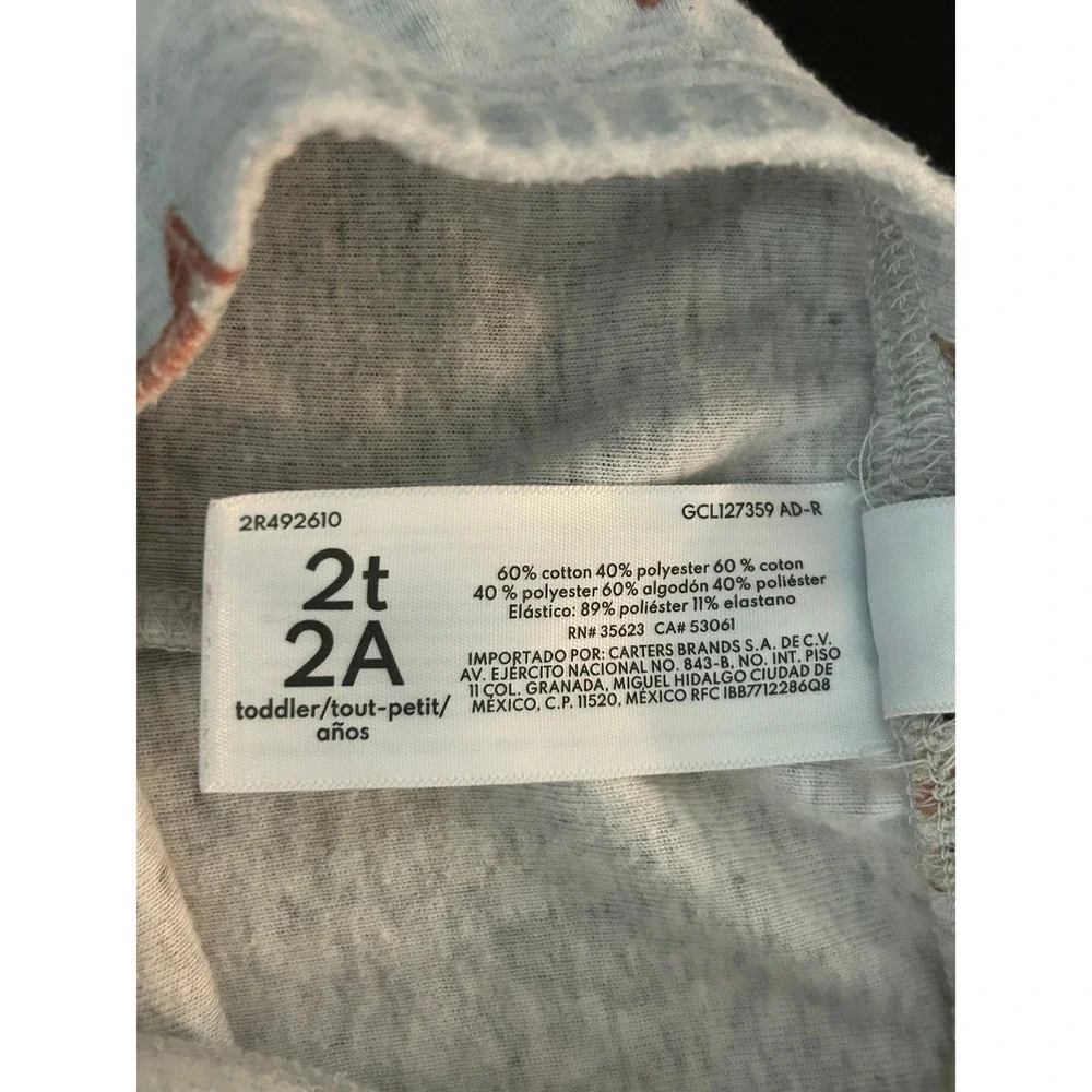 Carters Toddler 2T Pajama Pants Gray Forest Animal Fox Bear Leggings (1309)